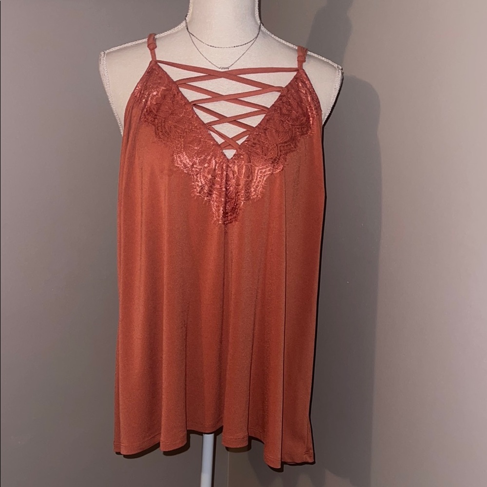 Buckle Daytrip Burnt Orange Asymmetrical Cut Out Camisole